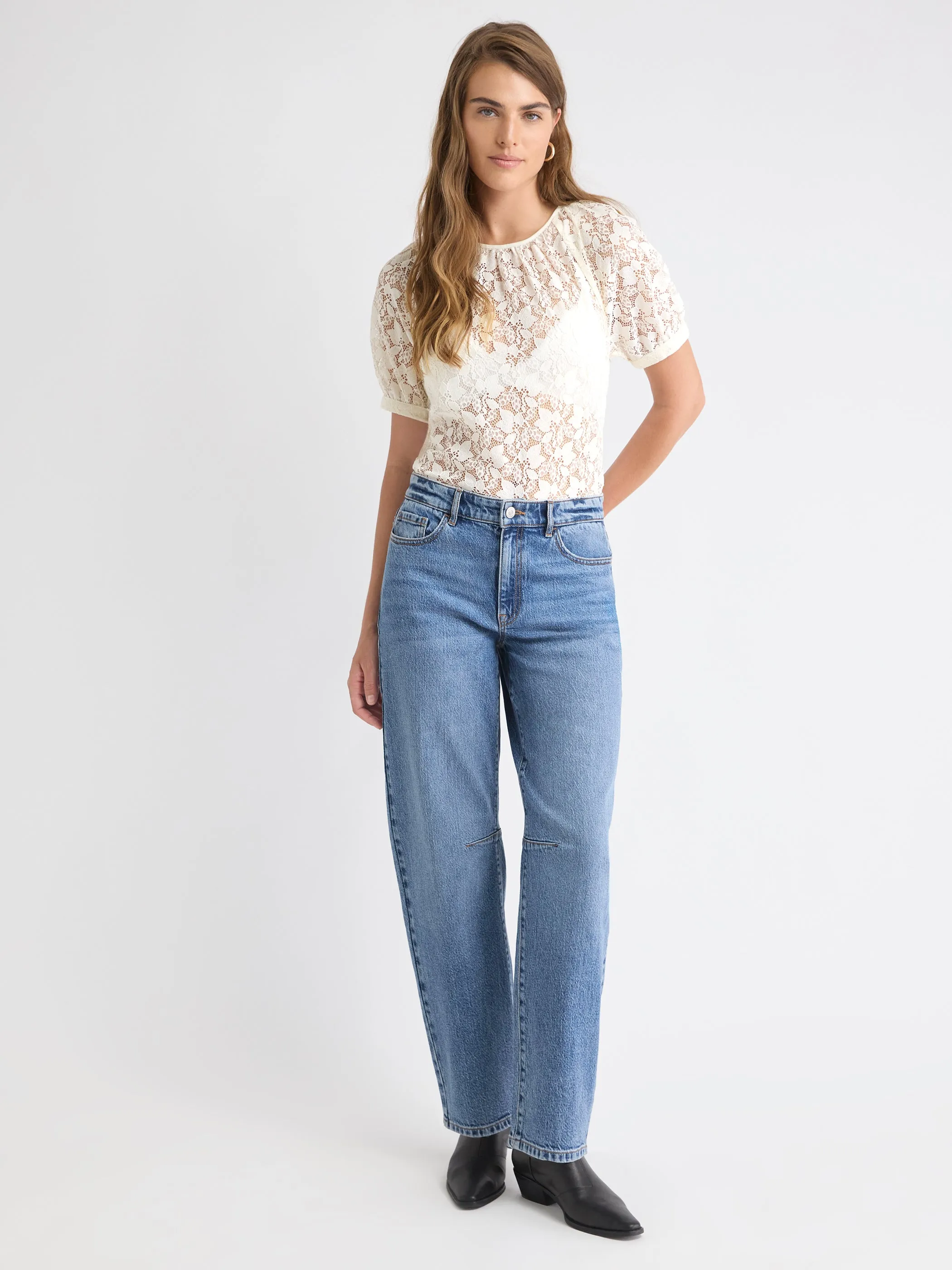 Short-Sleeve Crew-Neck Lace Blouse sold by RW&CO. product image thumbnail 2