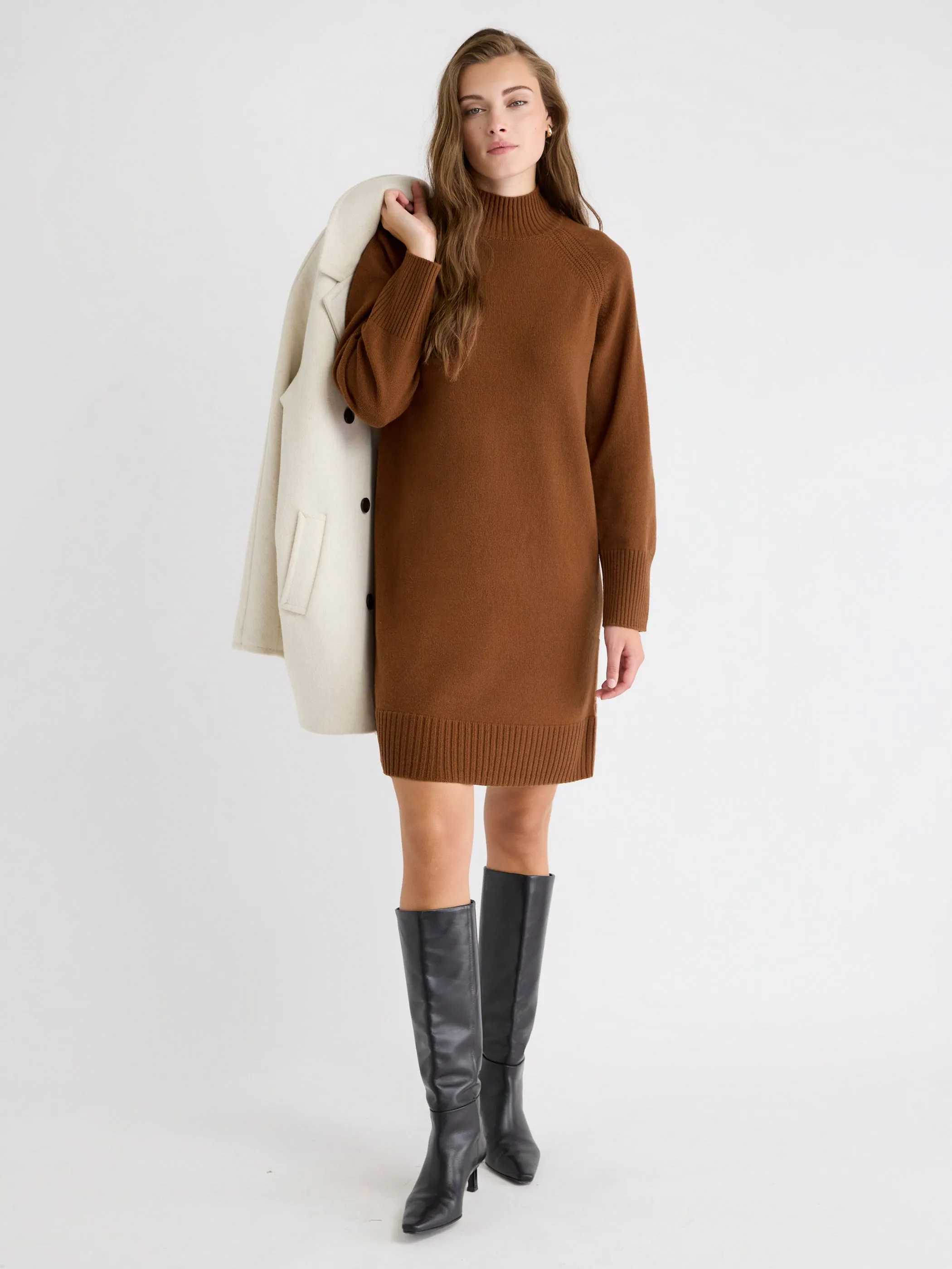 Merino Wool High-Neck Sweater Dress sold by RW&CO.