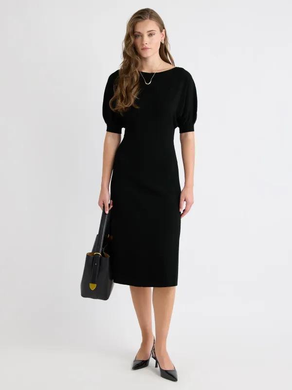 Elbow-Sleeve Boat-Neck Midi Sweater Dress sold by RW&CO.