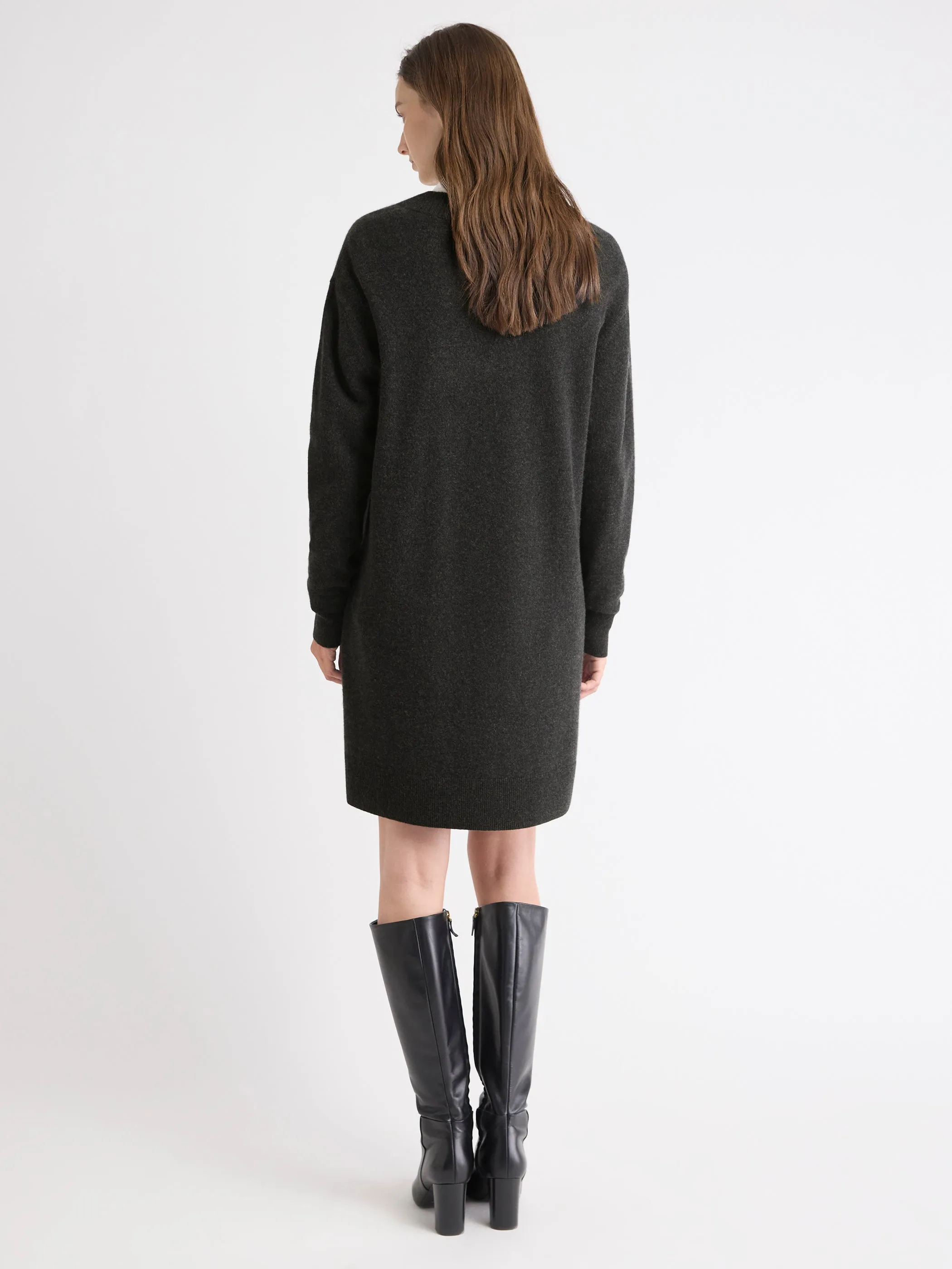 Merino Wool V-Neck Sweater Dress sold by RW&CO. product image thumbnail 3