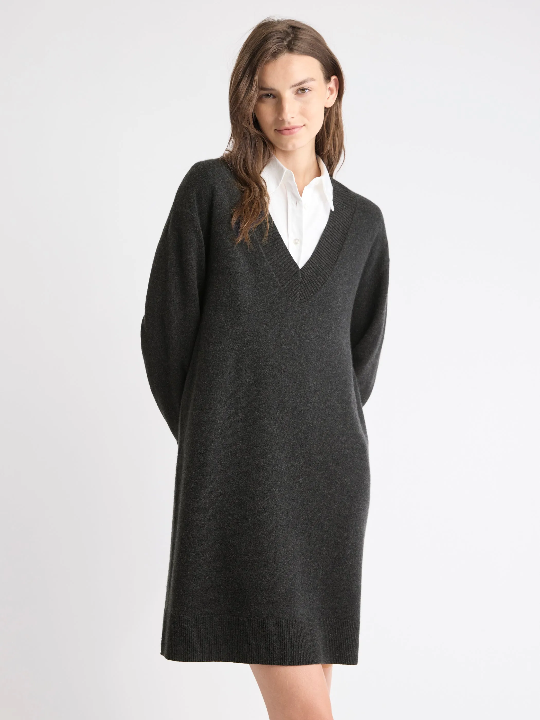 Merino Wool V-Neck Sweater Dress sold by RW&CO. product image thumbnail 2