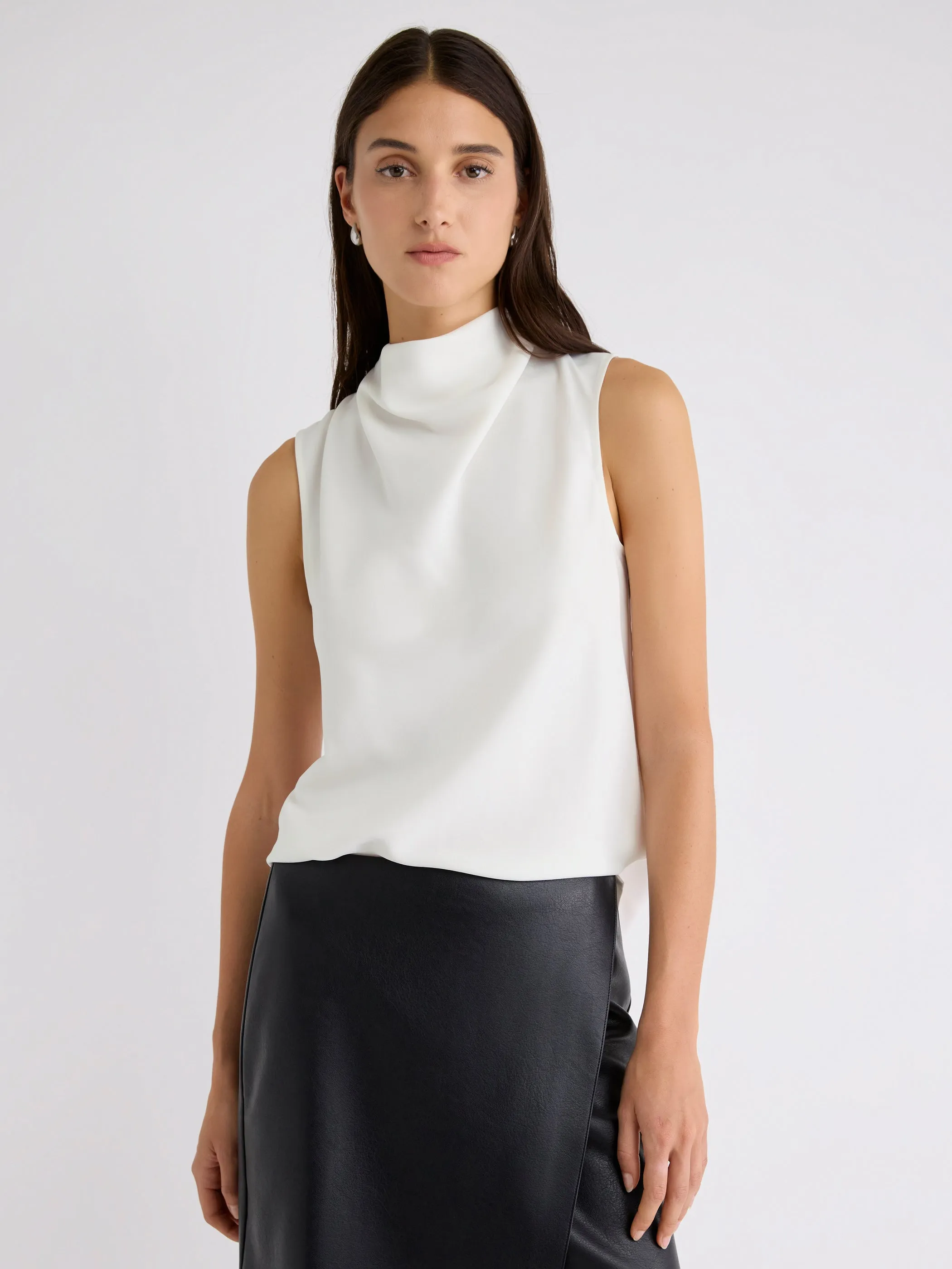 Sleeveless Draped Mock-Neck Blouse sold by RW&CO. product image thumbnail 4