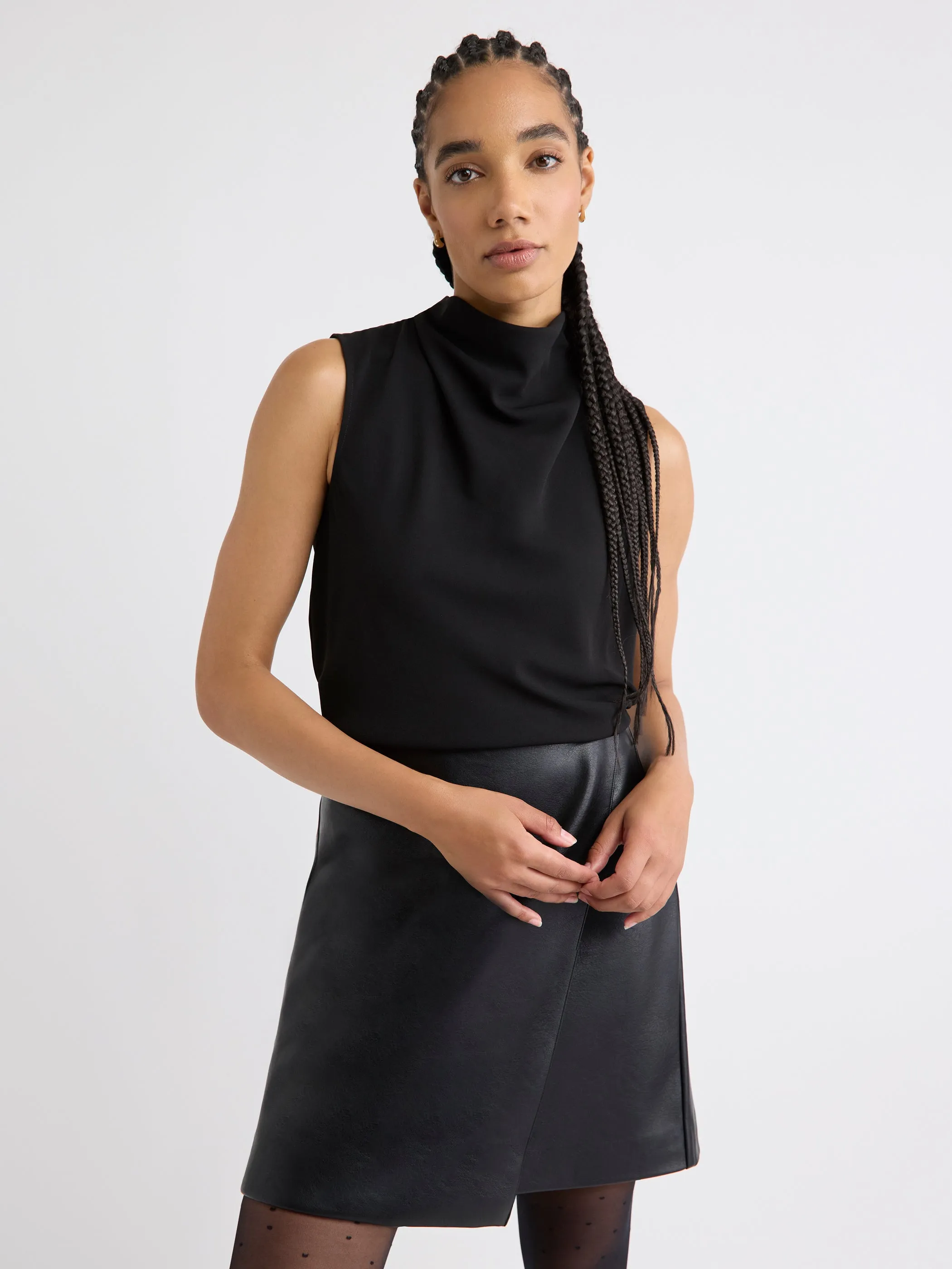 Sleeveless Draped Mock-Neck Blouse sold by RW&CO.