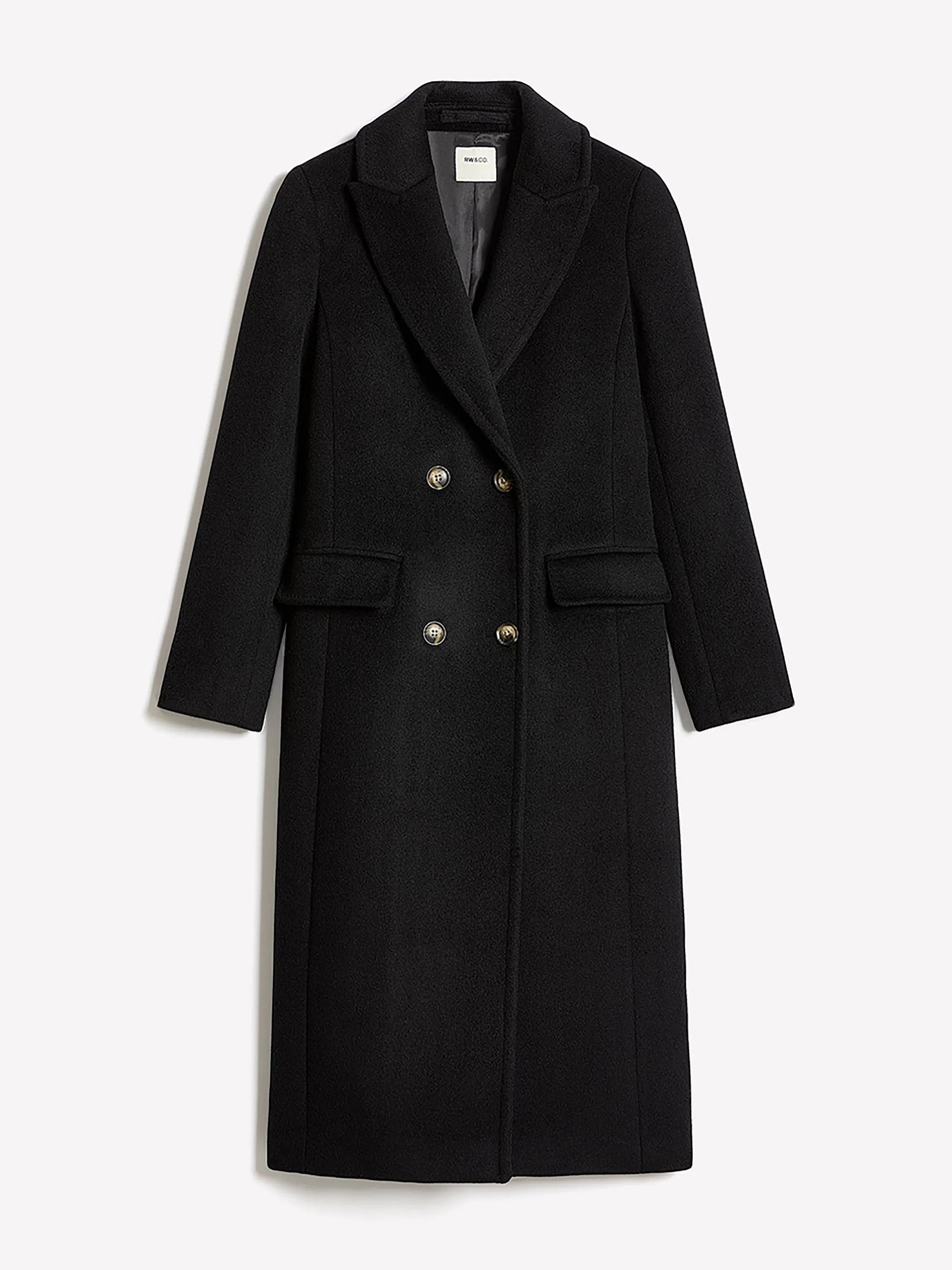 Wool-Blend Long Double-Breasted Coat sold by RW&CO. product image thumbnail 4