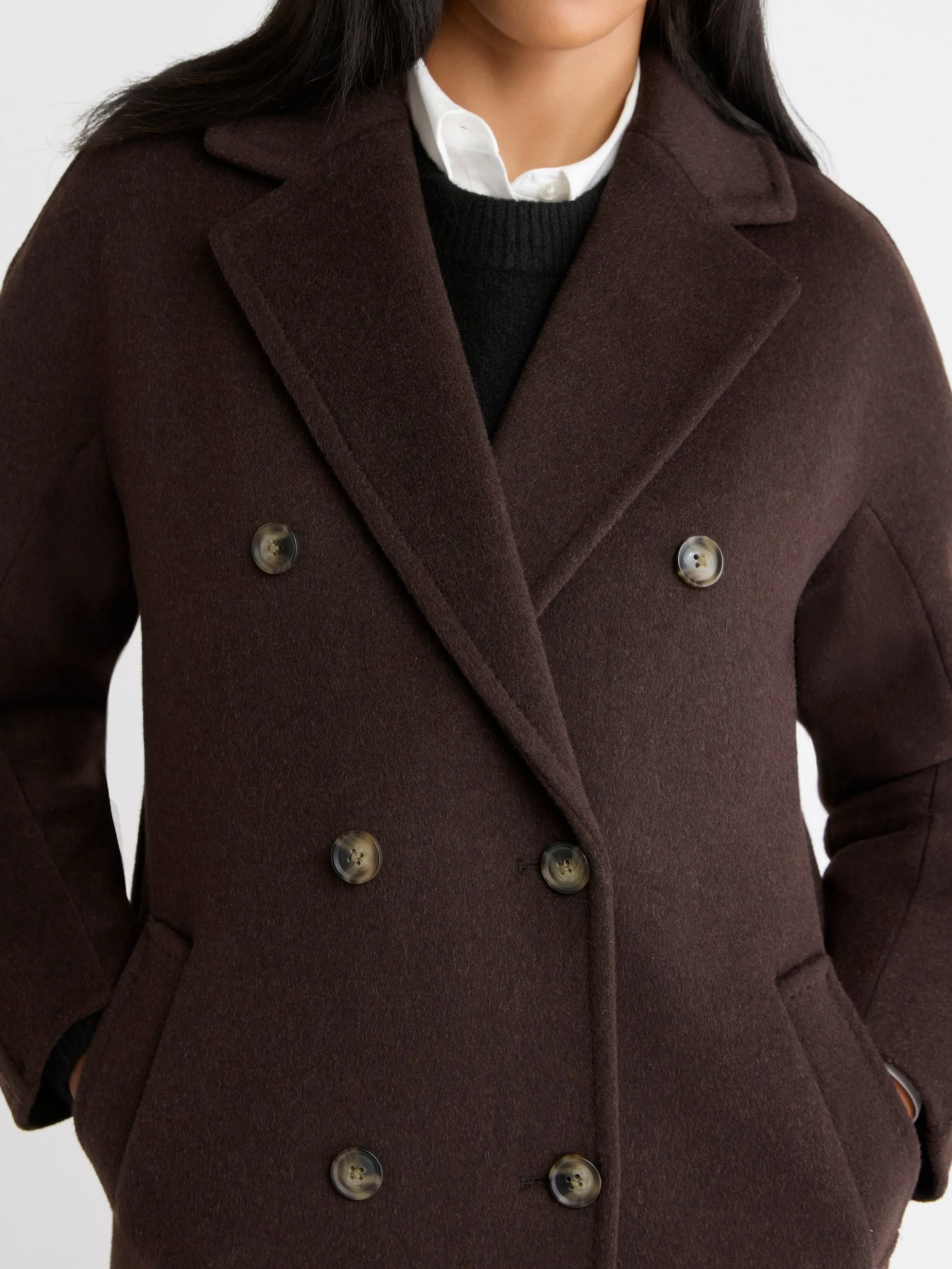 Wool-Blend Long Double-Breasted Coat sold by RW&CO. product image thumbnail 4