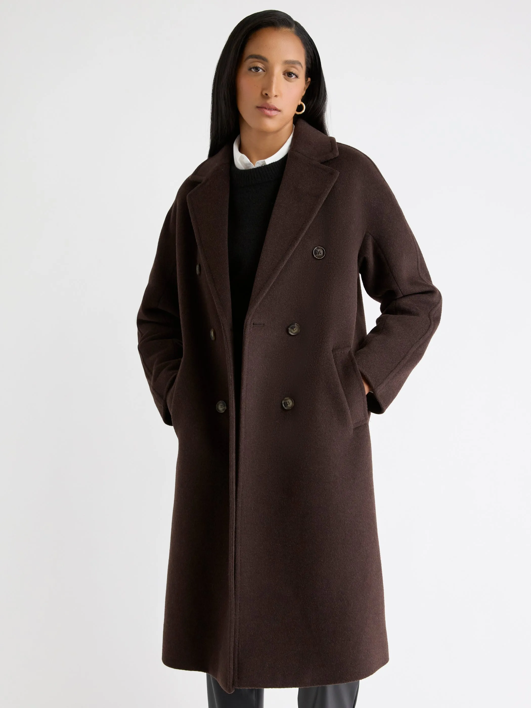 Wool-Blend Long Double-Breasted Coat sold by RW&CO. product image thumbnail 2