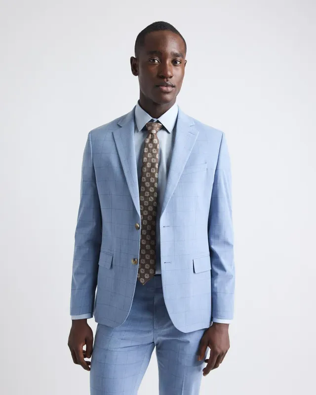 Slim-Fit Sky Blue Windowpane Suit Blazer sold by RW&CO.