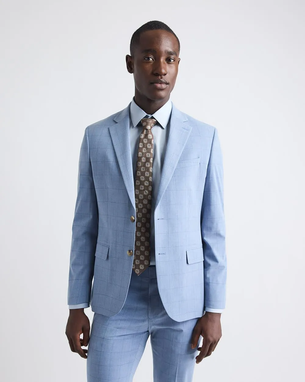 Slim Fit Sky Blue Windowpane Suit Blazer sold by RW&CO.