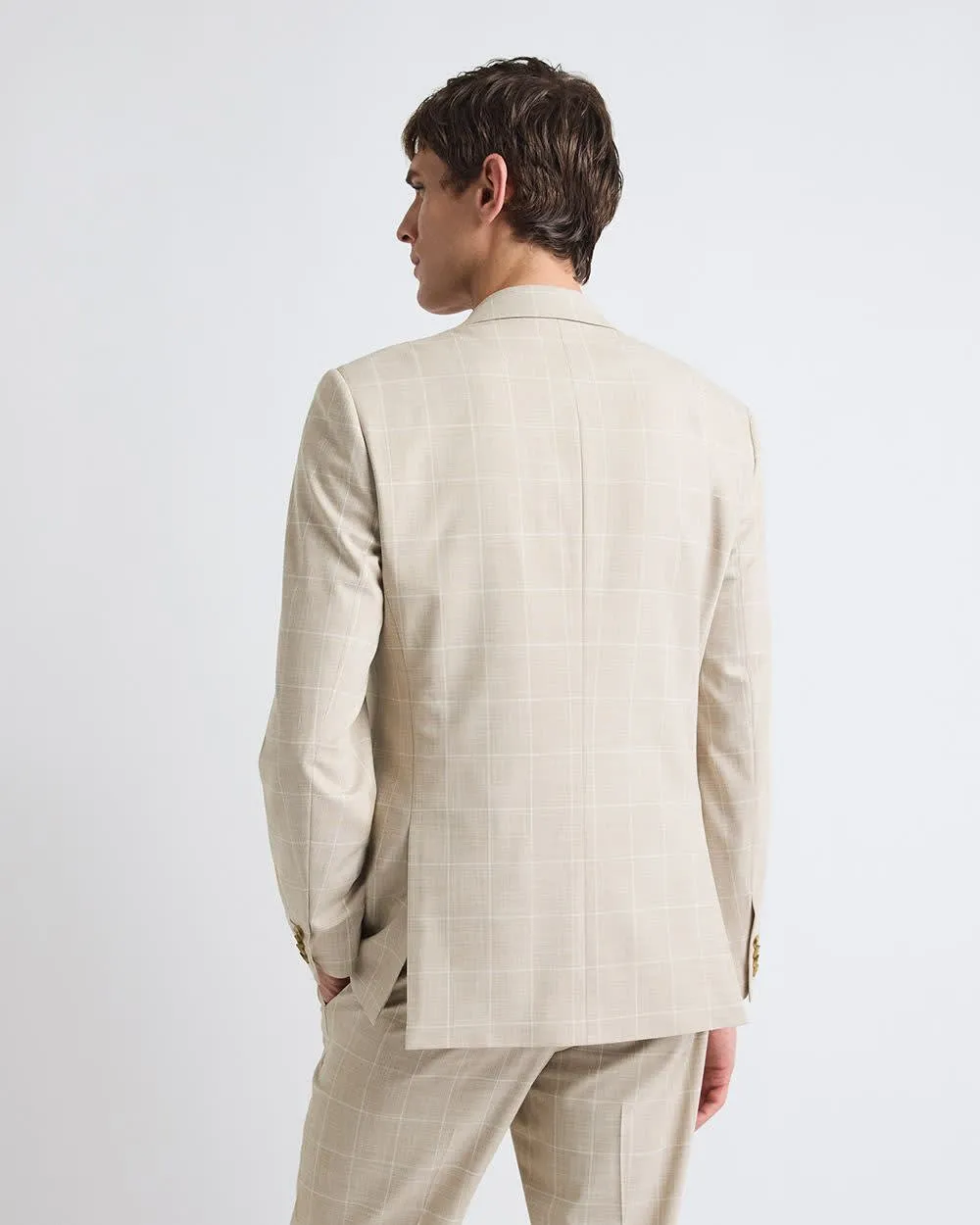 Tailored-Fit Checkered Taupe Suit Blazer sold by RW&CO. product image thumbnail 3