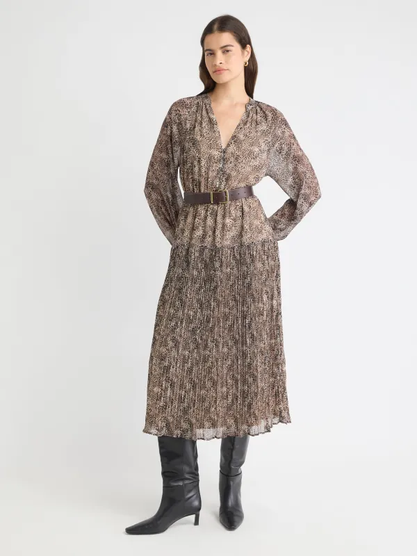 Long-Sleeve V-Neck Midi Dress with Leopard Print sold by RW&CO.