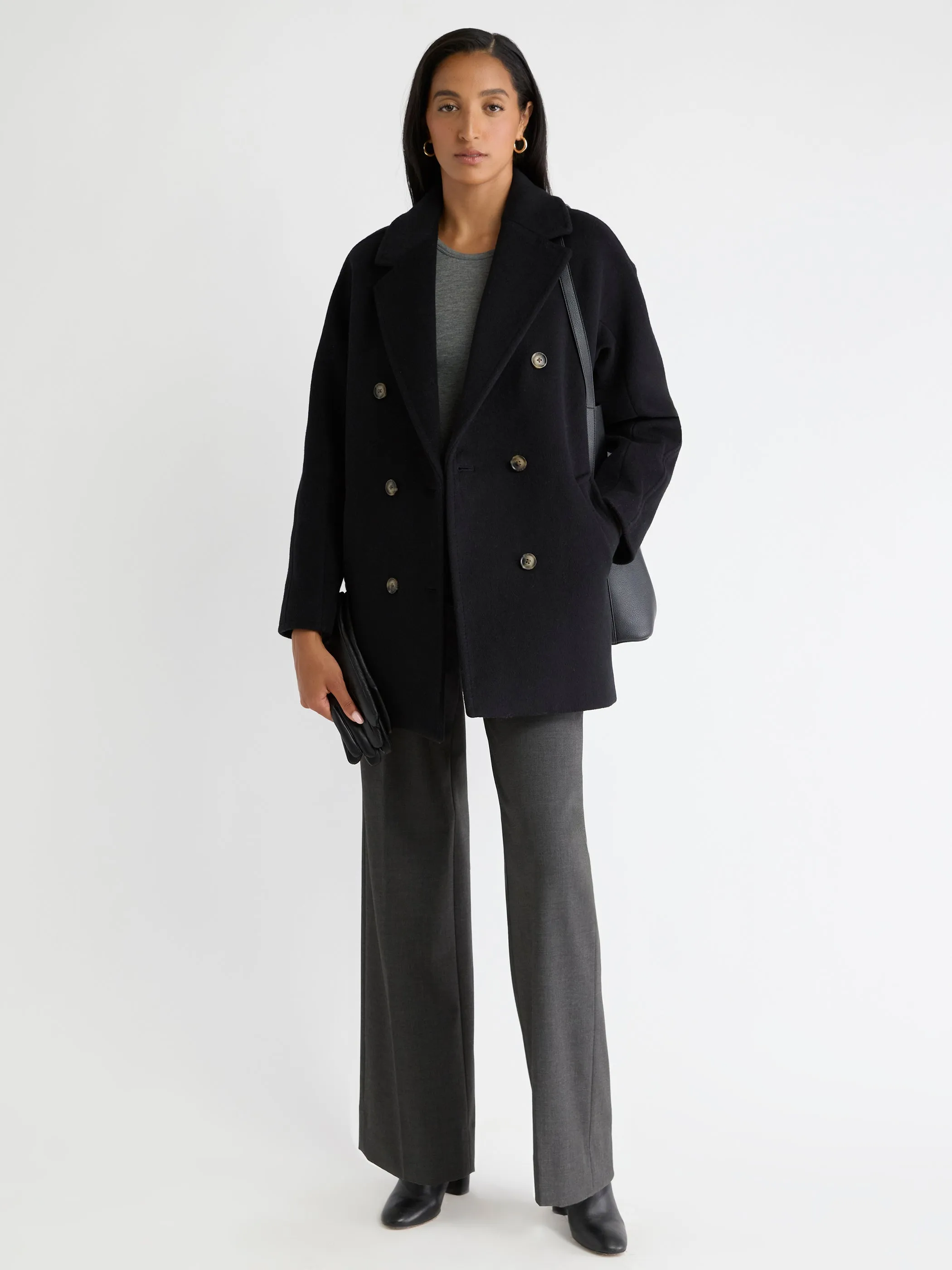 Melton Wool-Blend Double-Breasted Peacoat sold by RW&CO.