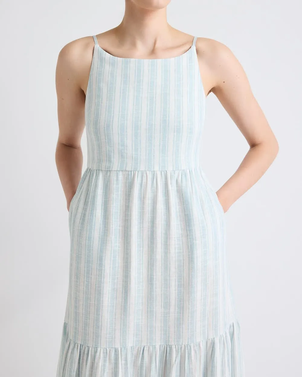 Sleeveless Square-Neck Linen-Blend Straight Maxi Dress sold by RW&CO. product image thumbnail 3