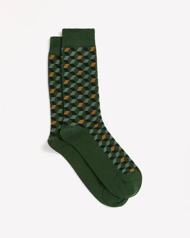 Socks with Square Geometric Pattern made by RW&CO.
