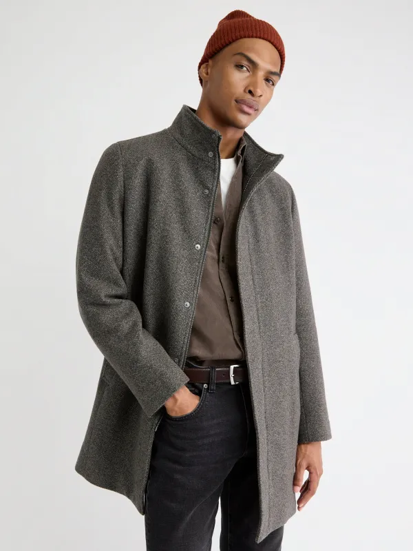 Classic Mock-Neck Heathered-Wool Coat with Dickey sold by RW&CO.