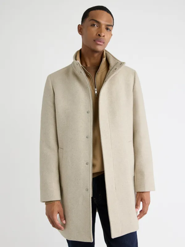 Classic Solid Mock-Neck Wool Coat with Dickey sold by RW&CO.