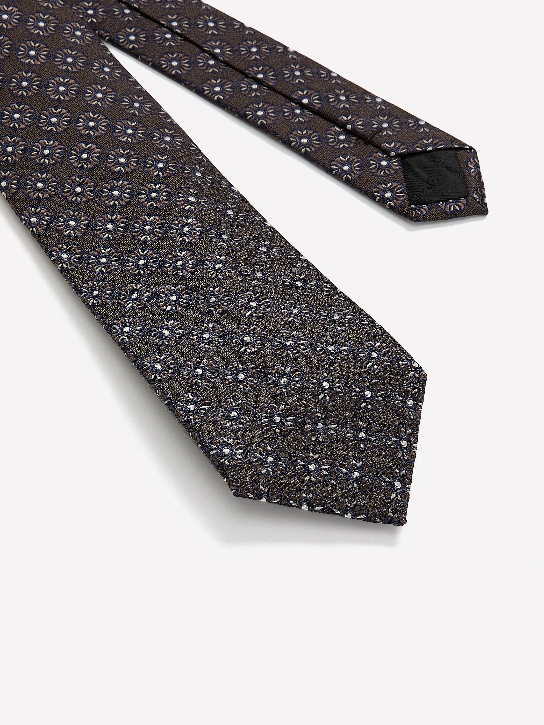 Brown Regular Tie with Geometric Floral Pattern sold by RW&CO. product image thumbnail 2