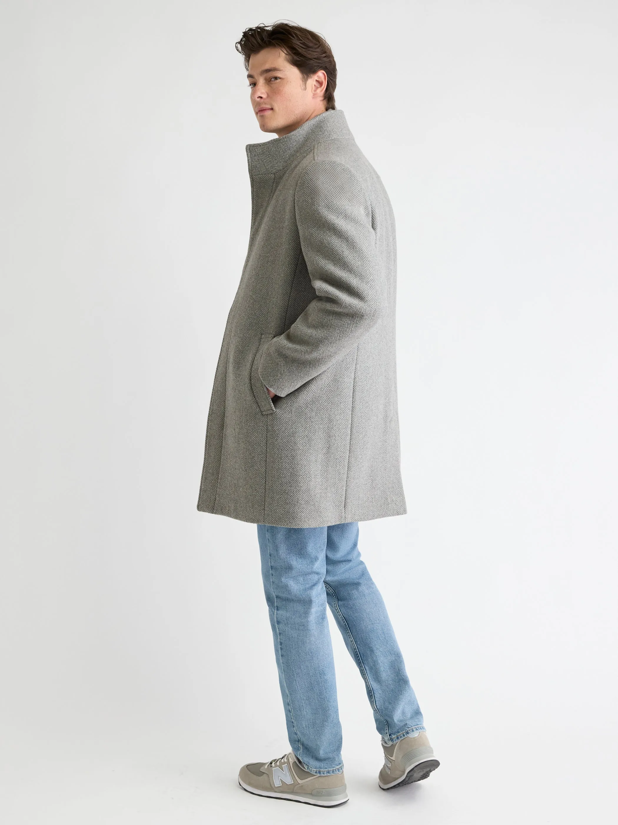 Classic Mock-Neck Herringbone Wool Coat with Dickey sold by RW&CO. product image thumbnail 3