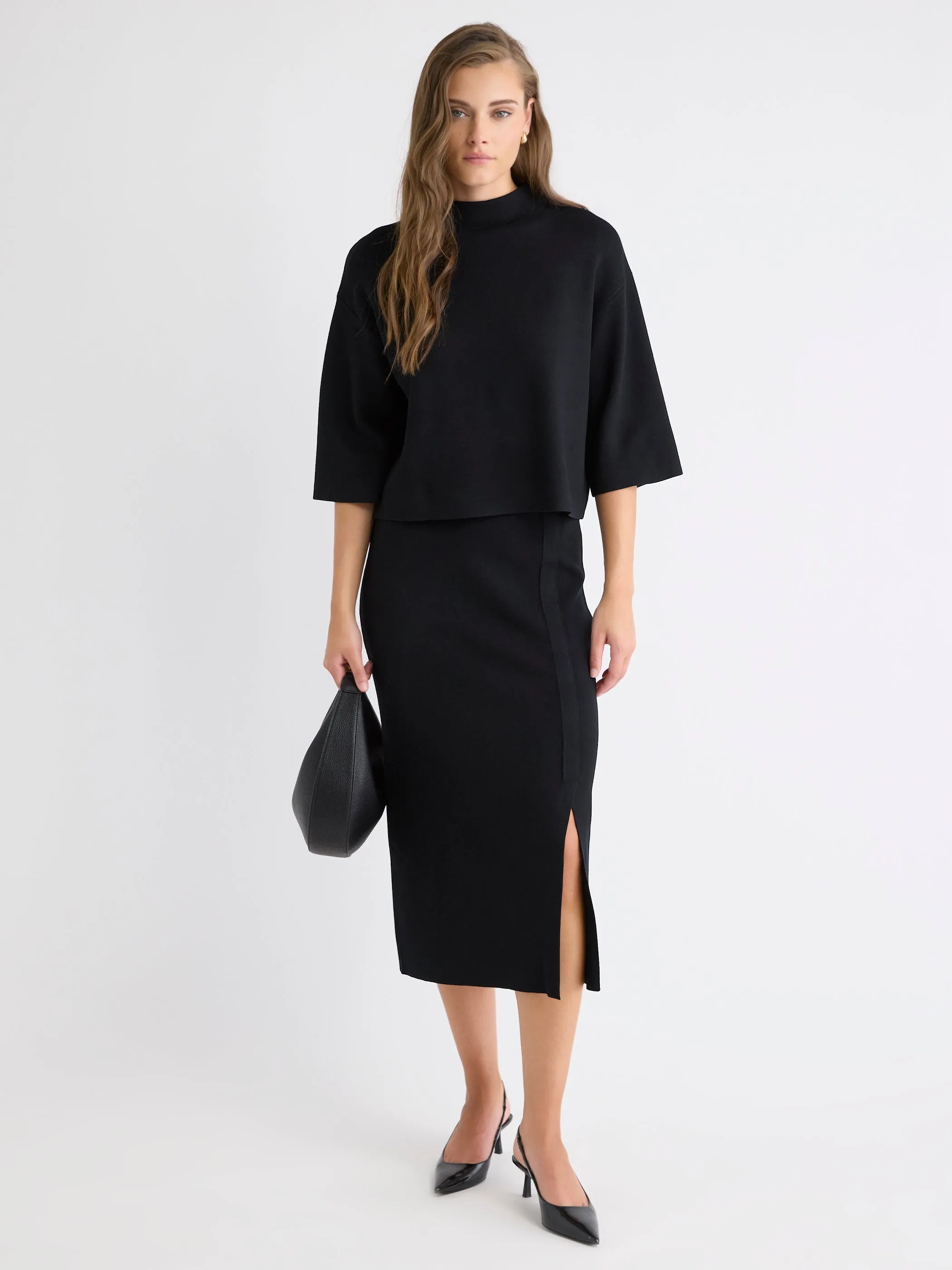 High-Rise Straight Sweater Midi Skirt sold by RW&CO.