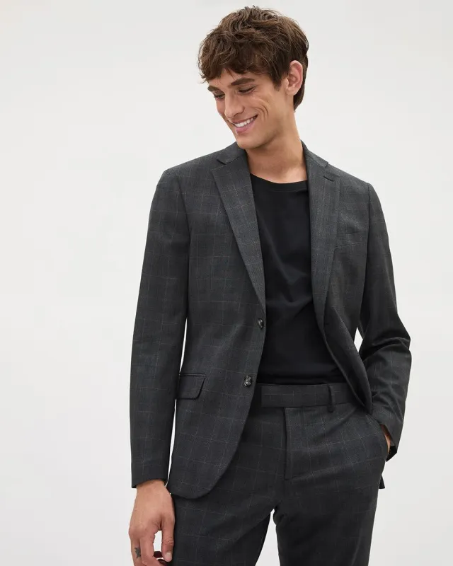 Slim-Fit Dark Grey Checkered Suit Blazer sold by RW&CO.