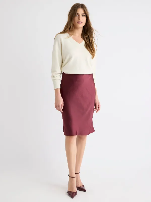 Satin High-Rise Straight Knee-Length Skirt sold by RW&CO.
