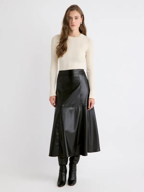 Ultra-High-Rise Faux-Leather Midi Skirt sold by RW&CO.