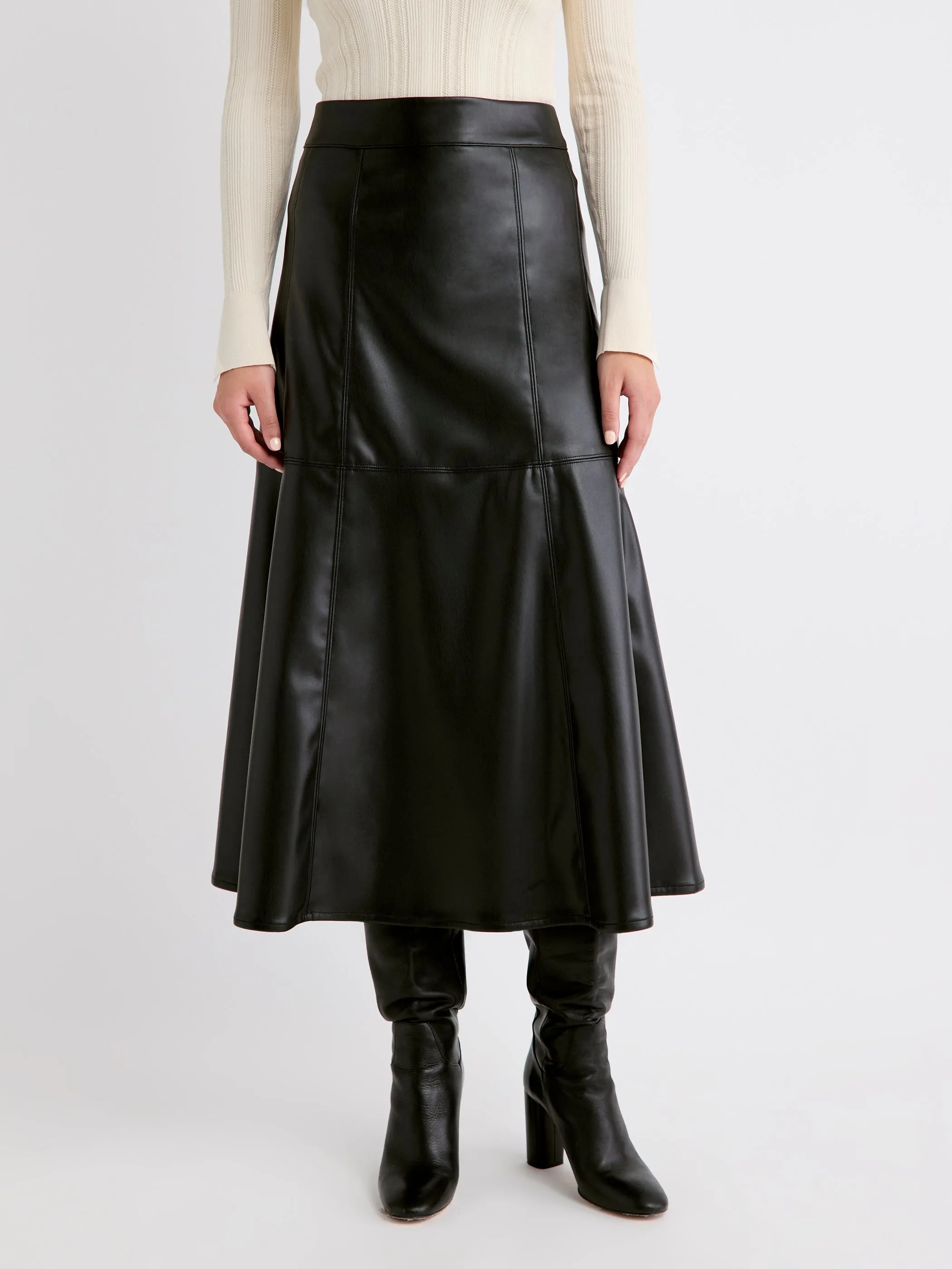 Ultra-High-Rise Faux-Leather Midi Skirt sold by RW&CO. product image thumbnail 2