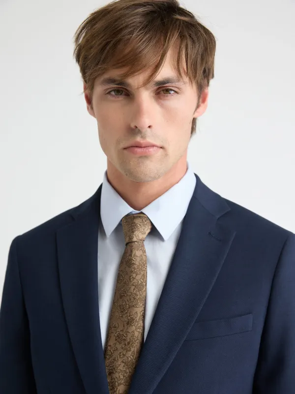 Taupe Skinny Tie with Floral Pattern made by RW&CO.