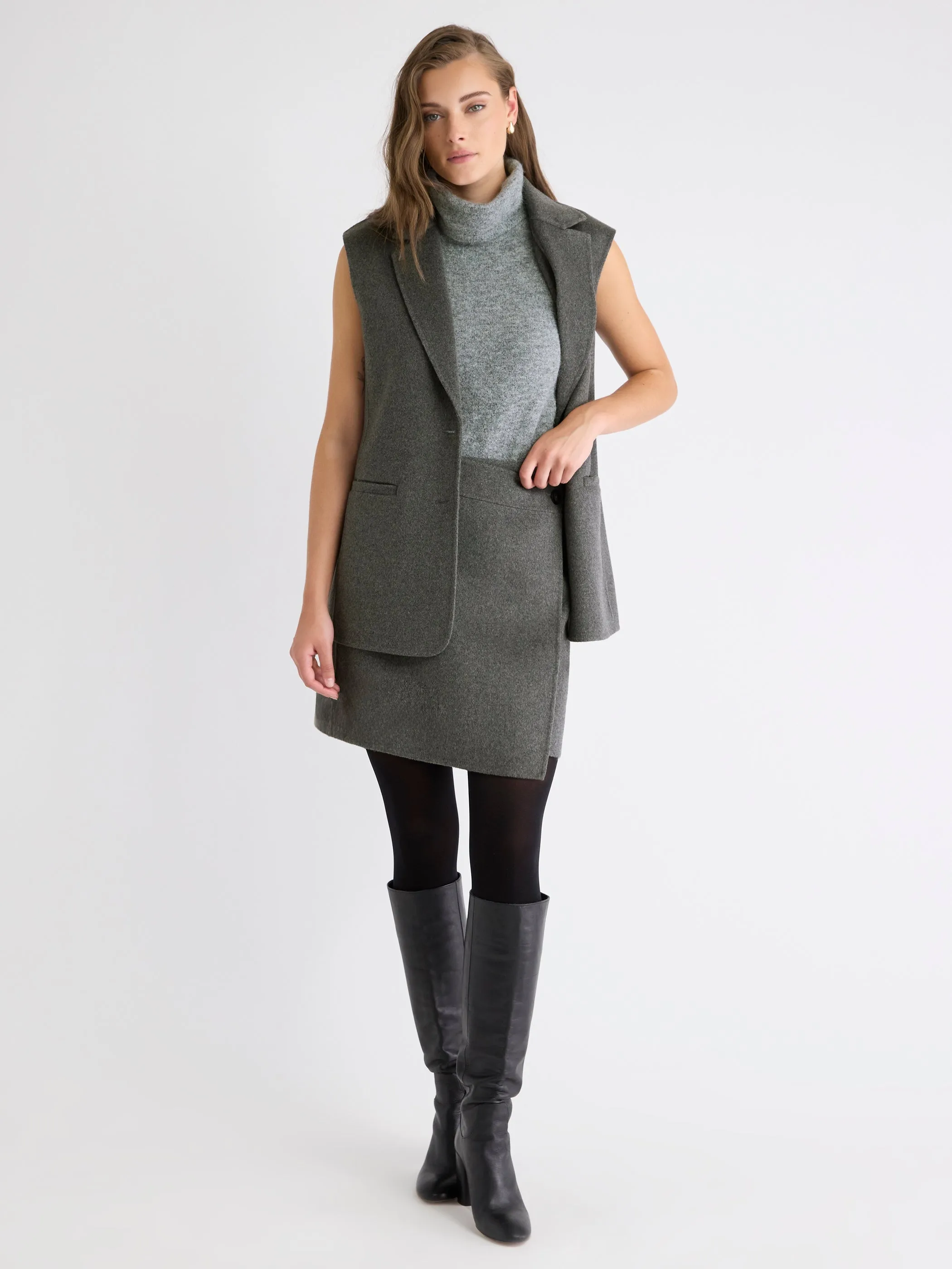 Melton Wrap Mini Skirt sold by RW&CO.