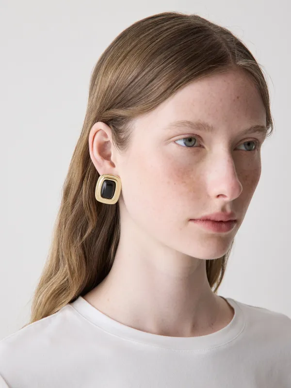 Statement Earring Gold Trimmed Metal Accessory made by RW&CO.