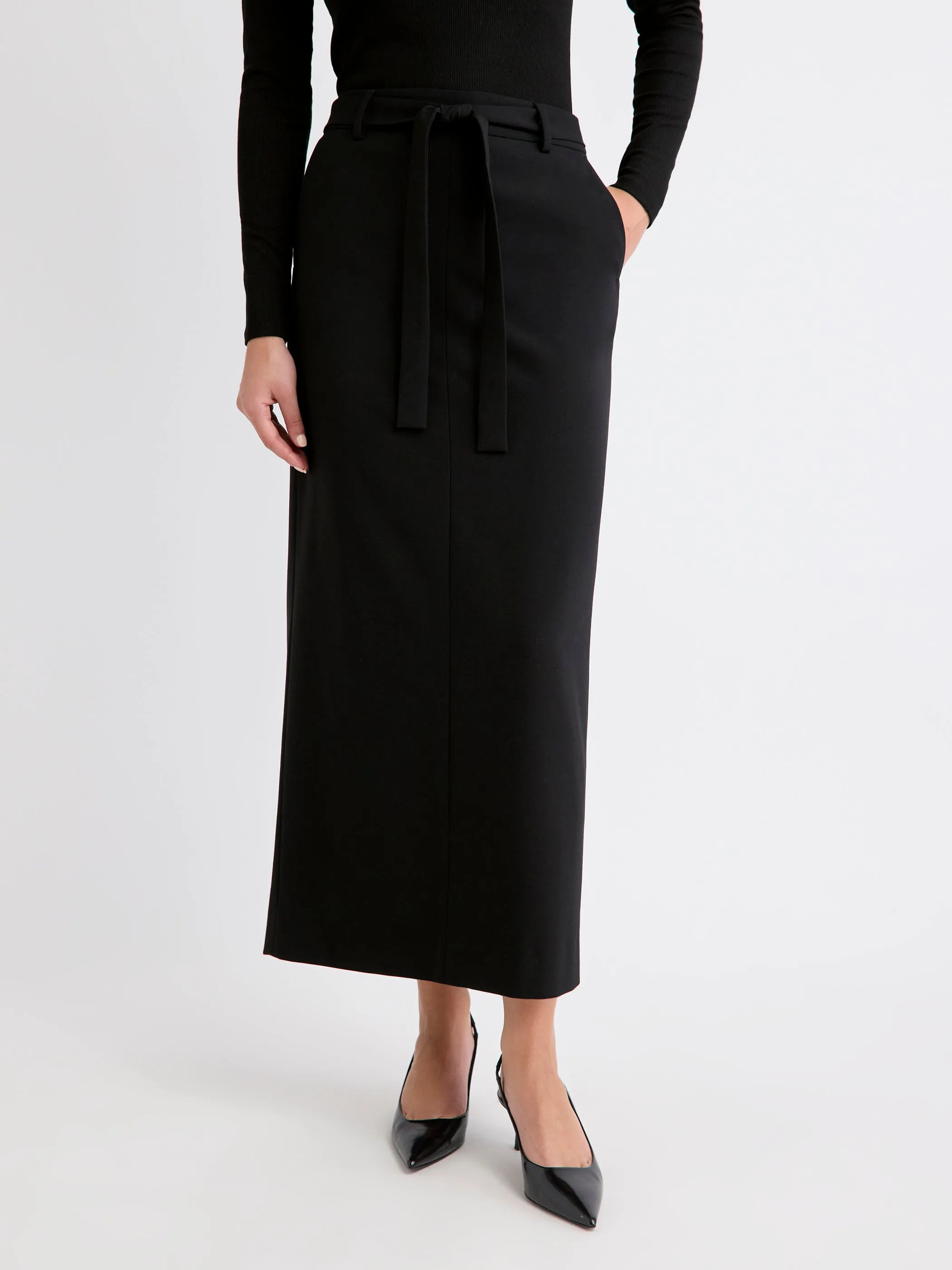 Black Twill Straight Maxi Skirt sold by RW&CO. product image thumbnail 2