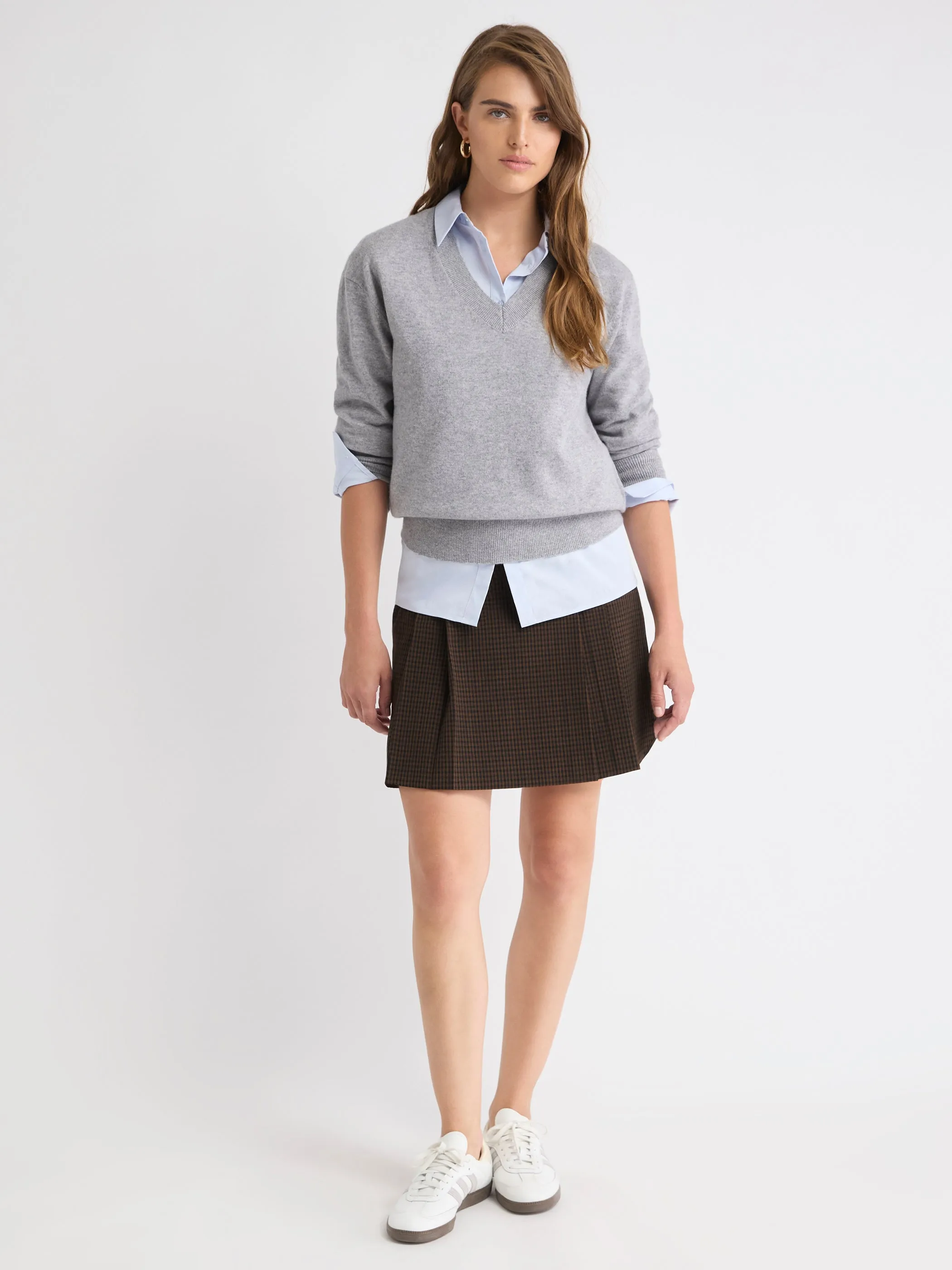 Ultra High-Rise Pleated Plaid Twill Mini Skirt sold by RW&CO.