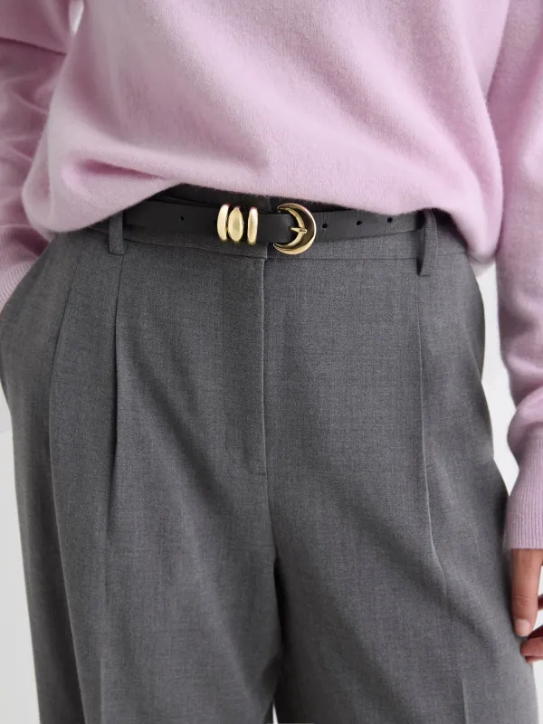 Thin Leather Belt with Rounded Buckle sold by RW&CO.