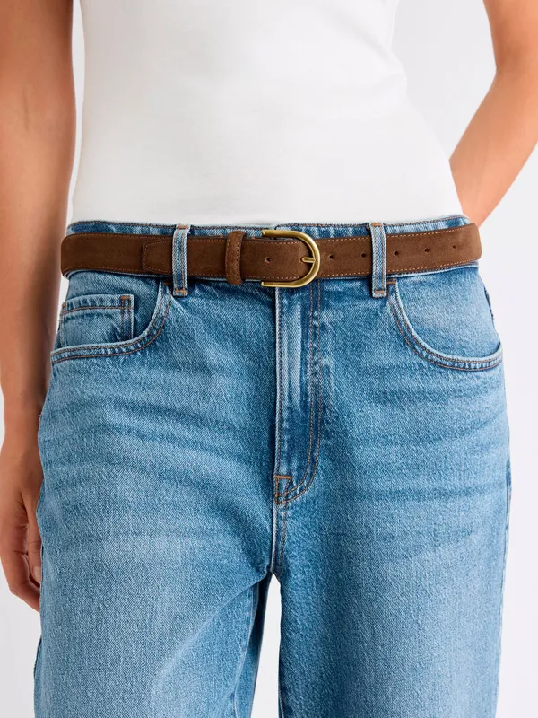 Suede Leather Belt with Croissant Buckle sold by RW&CO.