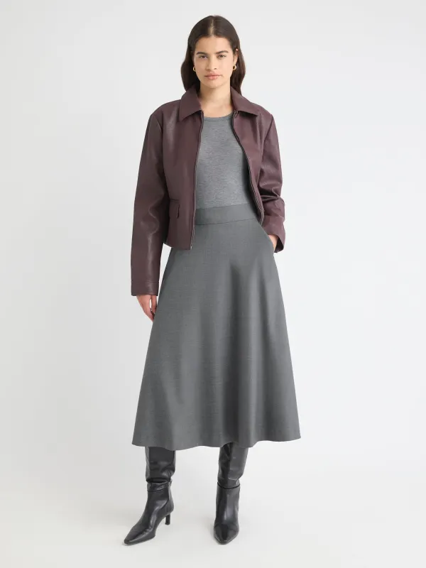 Wool-Blend High-Rise Flare Midi Skirt sold by RW&CO.