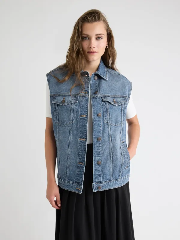 Oversized Sleeveless Denim Jacket sold by RW&CO.