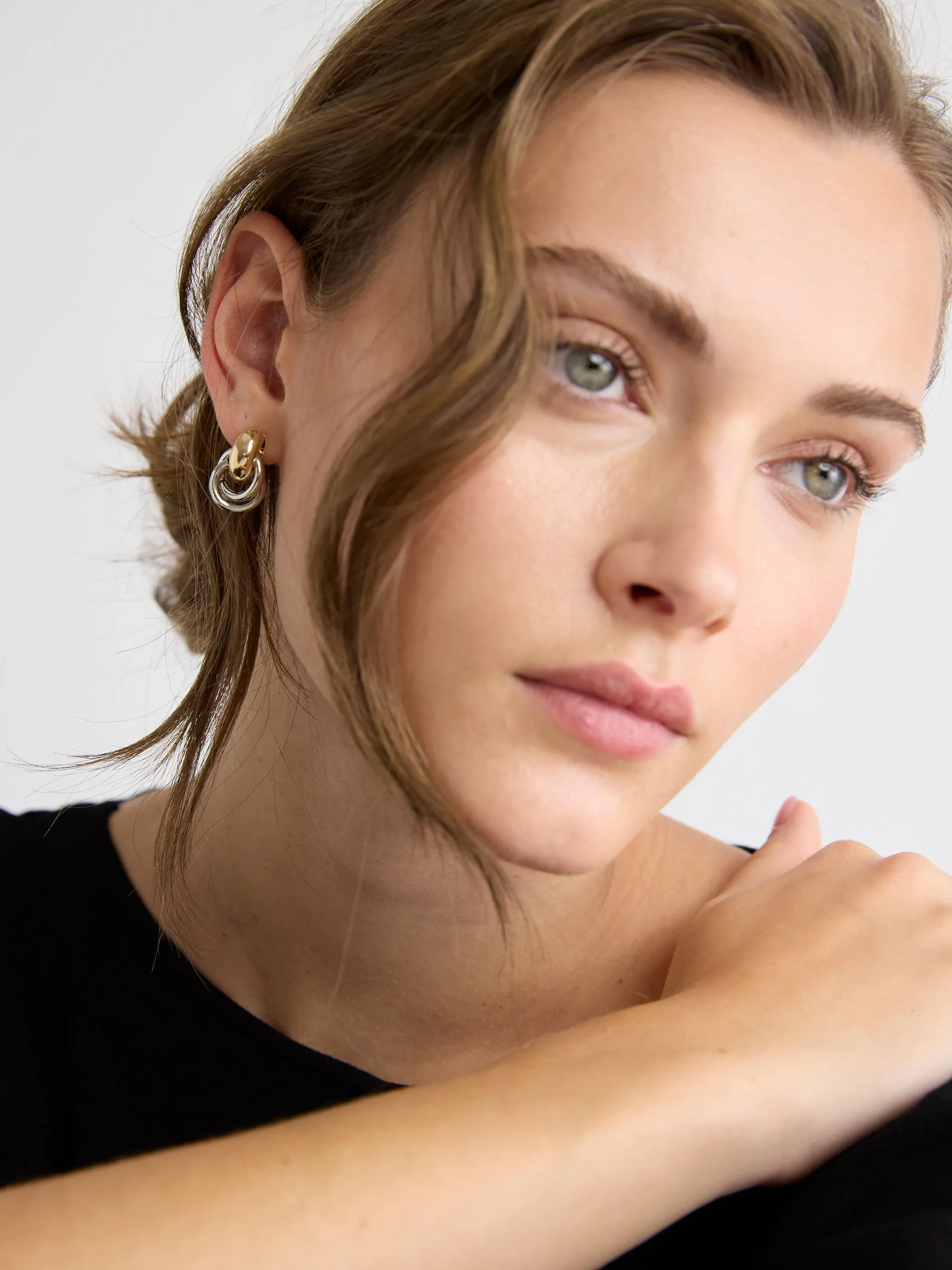Two-Tone Door-Knocker Earrings sold by RW&CO.