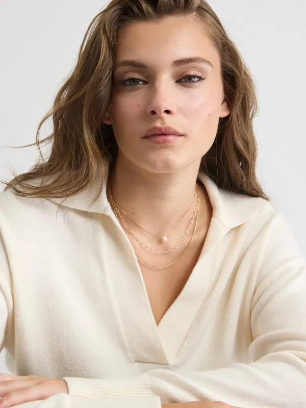 Triple-Chain Necklace with Freshwater Pearl made by RW&CO.