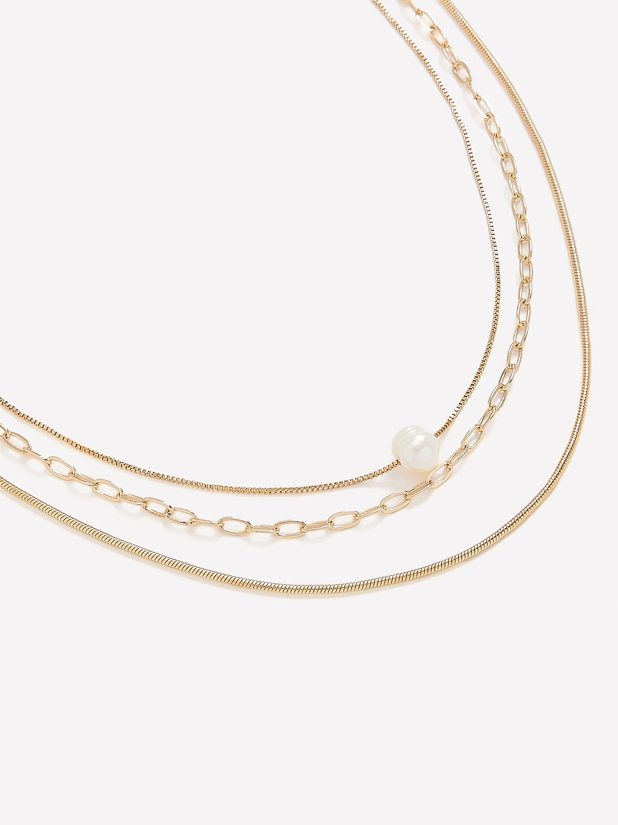 Triple-Chain Necklace with Freshwater Pearl sold by RW&CO. product image thumbnail 2