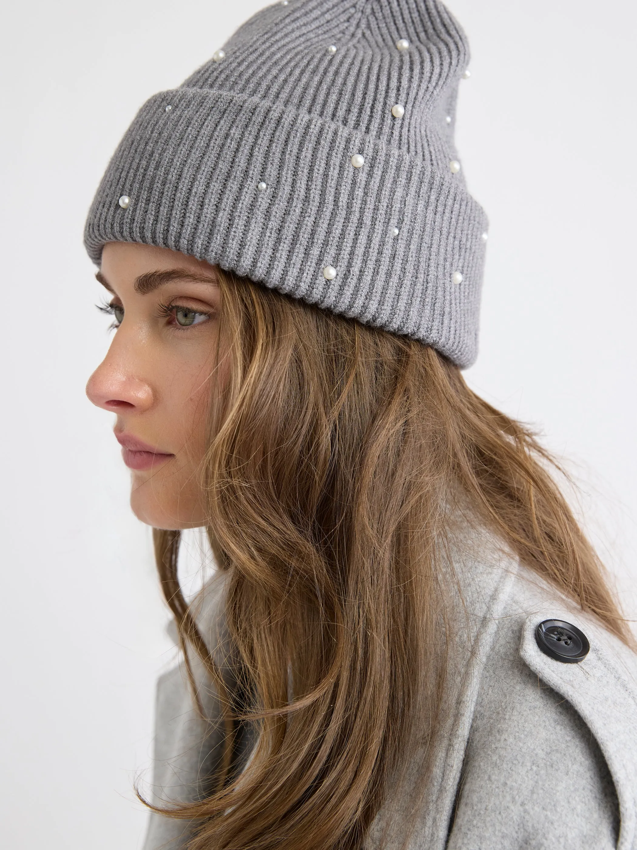Fold-Over Beanie with Pearls sold by RW&CO.