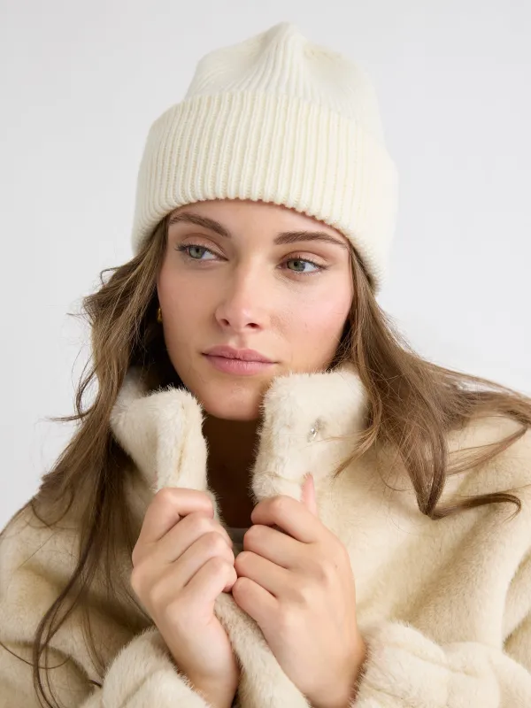 Wool-Blend Ribbed Beanie sold by RW&CO.