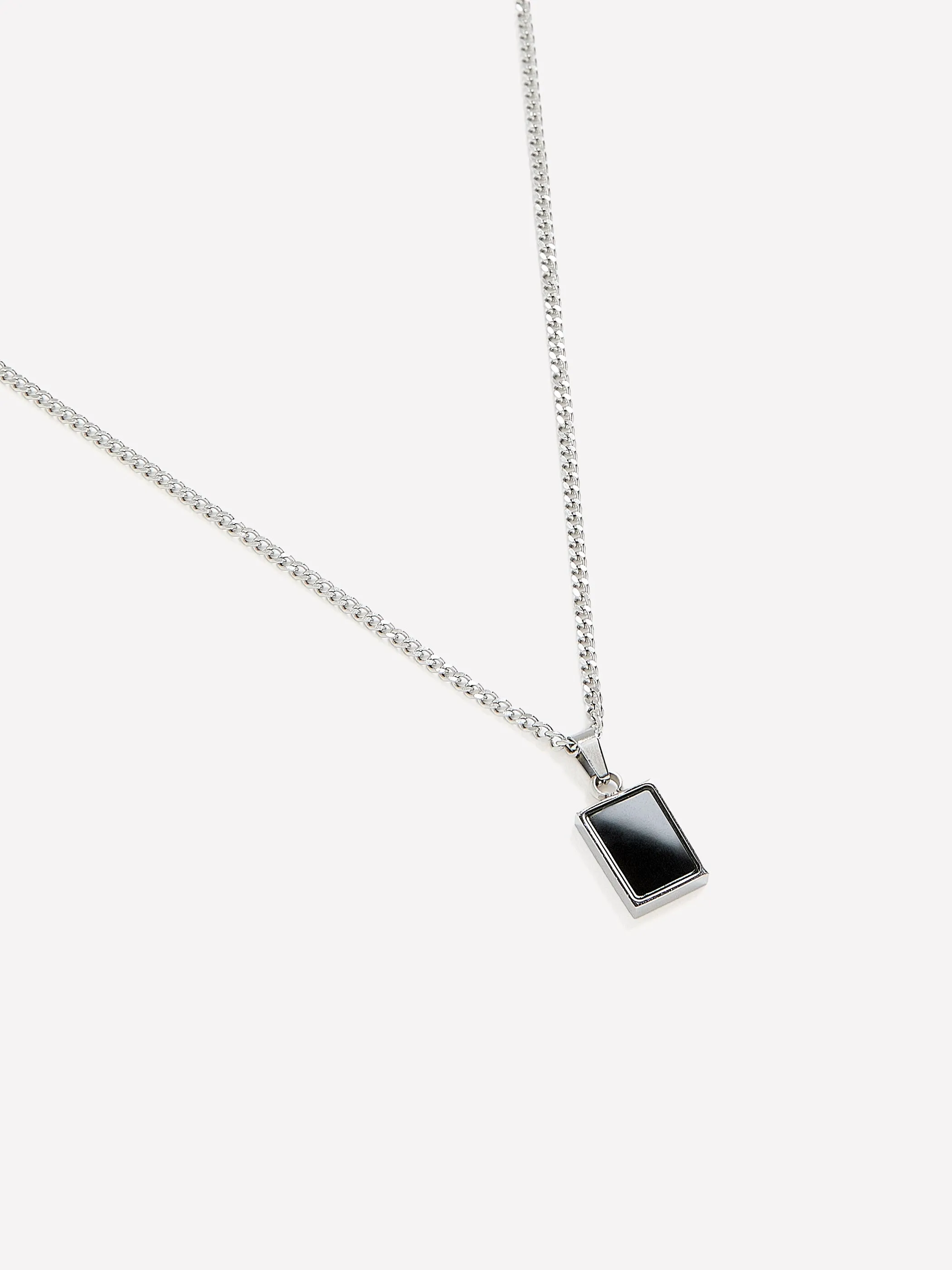 Stainless Steel Necklace with Black Stone Pendant sold by RW&CO. product image thumbnail 2
