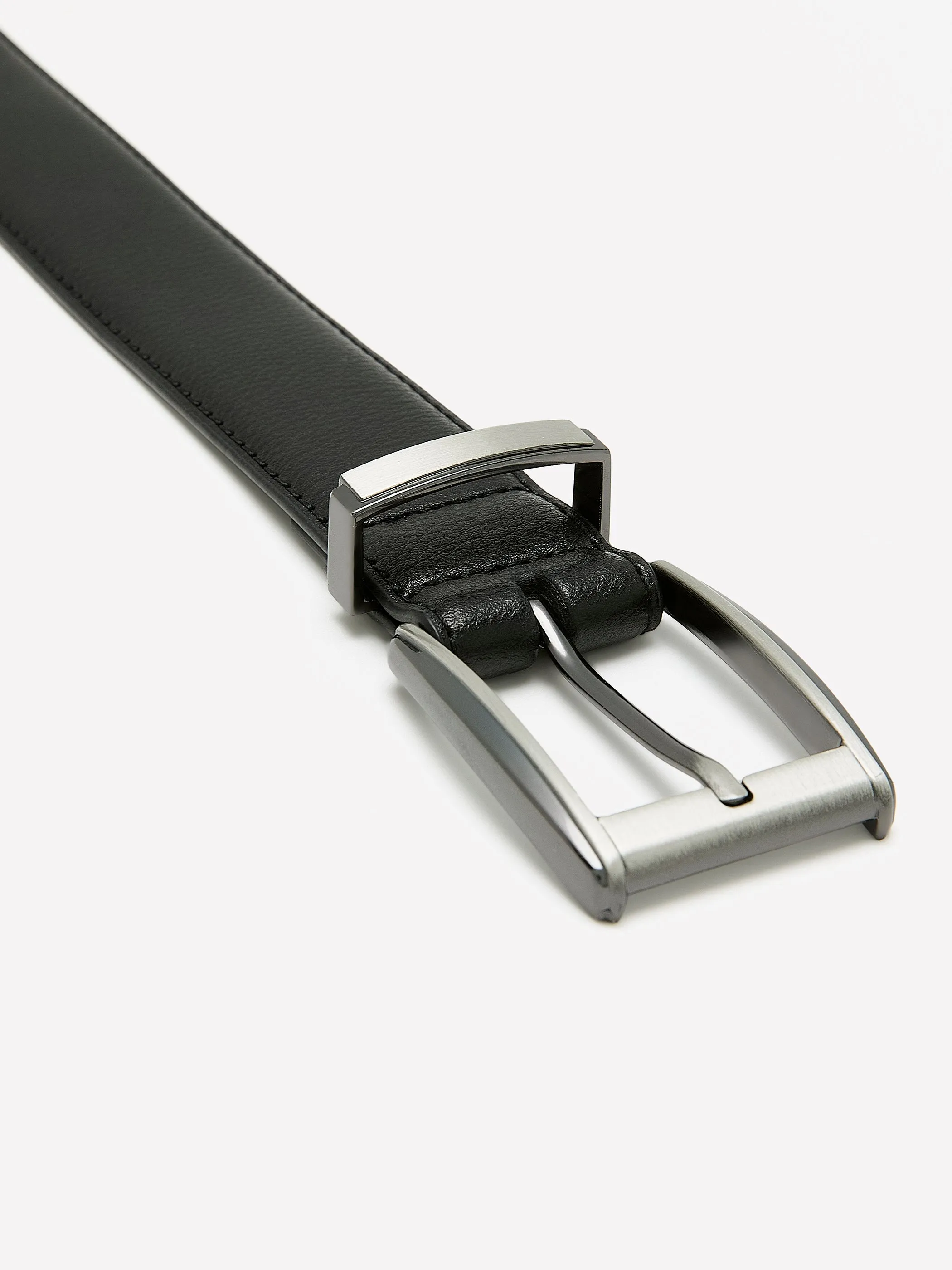 Black Leather Belt with Square Buckle sold by RW&CO. product image thumbnail 2