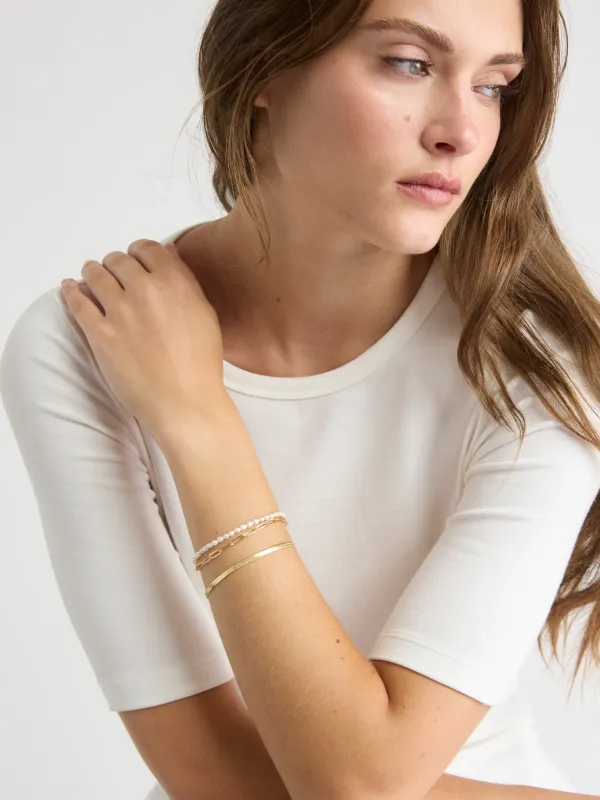 Freshwater Pearls and Chain Bracelets - Set of 3 made by RW&CO.