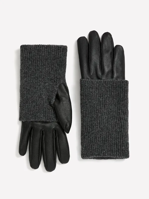 Leather Gloves with Ribbed Fold-Over sold by RW&CO.