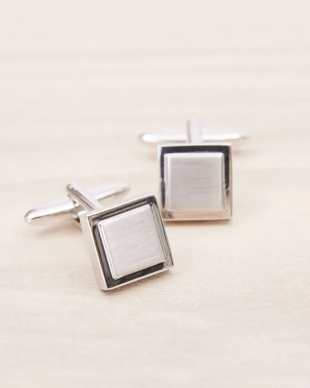 Square Matte Silver Cuff Links made by RW&CO.