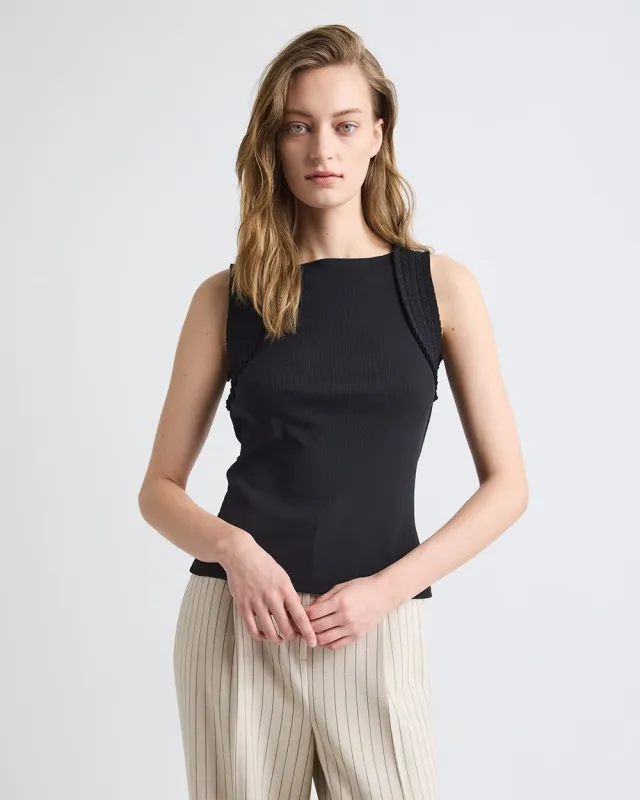 Sleeveless Mix-Media Crew-Neck Top made by RW&CO.