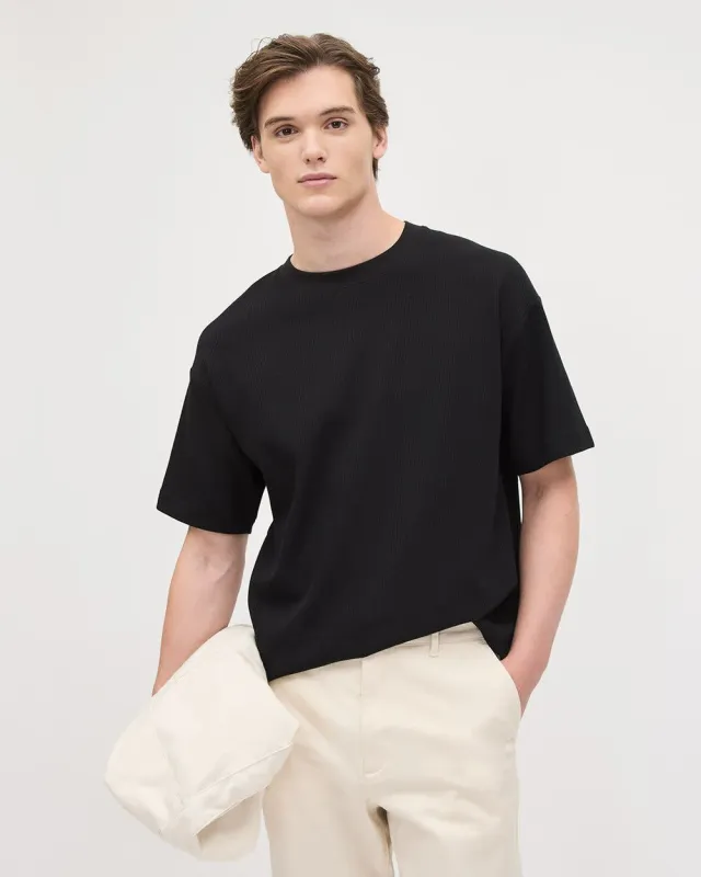 Oversized Short-Sleeve Crew-Neck Ribbed Tee sold by RW&CO.