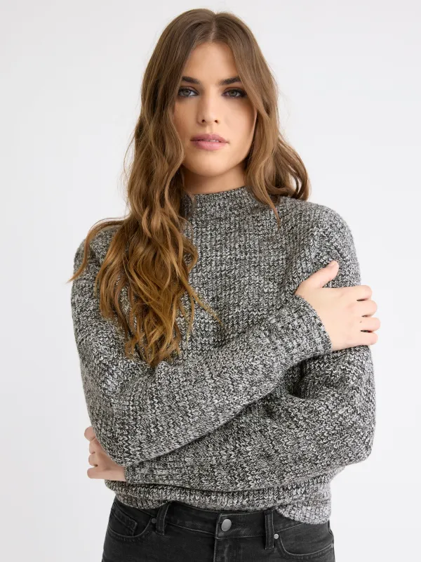 Long-Sleeve Mock-Neck Ribbed Marled Sweater sold by RW&CO.