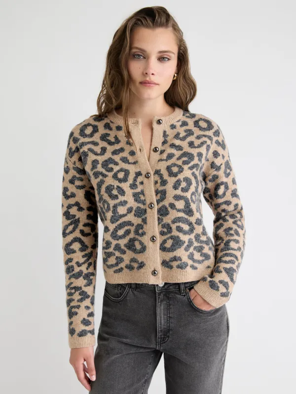Long-Sleeve Cardigan with Animal Print sold by RW&CO.
