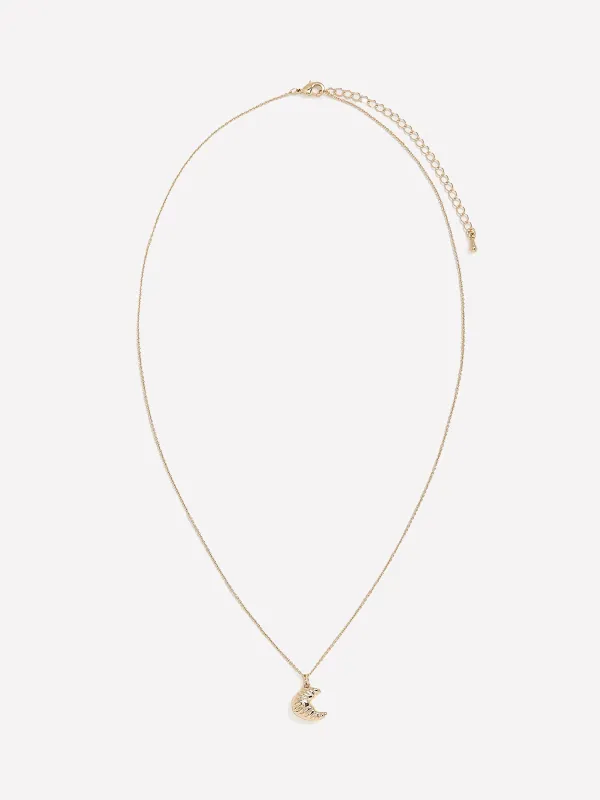 Delicate Chain Necklace with Croissant Pendant sold by RW&CO.